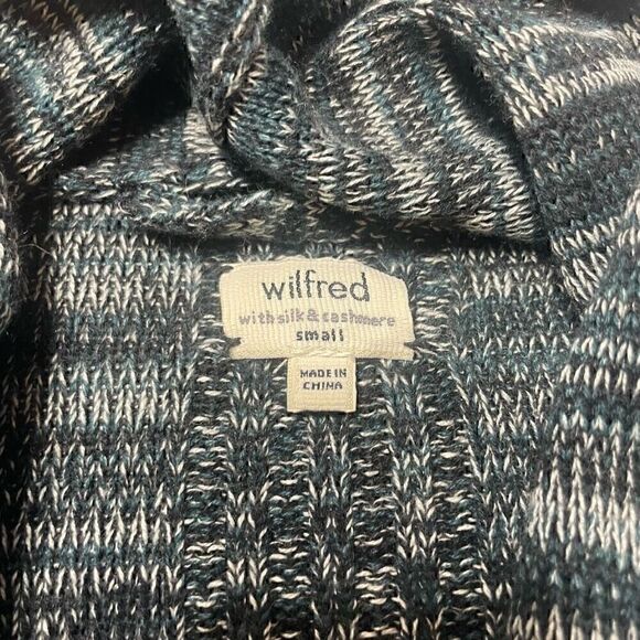 Aritzia Wilfred Open Front Cardigan Silk Cashmere Womens Small Teal Blue Pockets - Picture 3 of 10